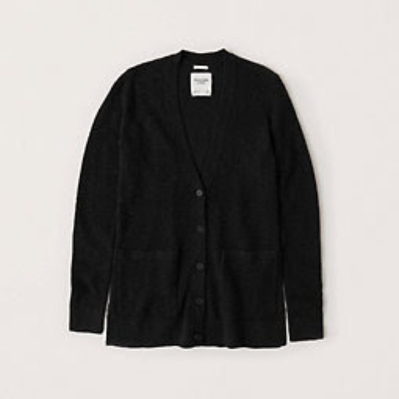 A&F V-Neck Cotton Cardigan in Dark Navy (XS) - Picture 1 of 3